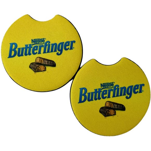 Car Coasters Butterfinger Nestle Chocolate Candy Bar Snack Set of 2 Neoprene - Picture 2 of 9